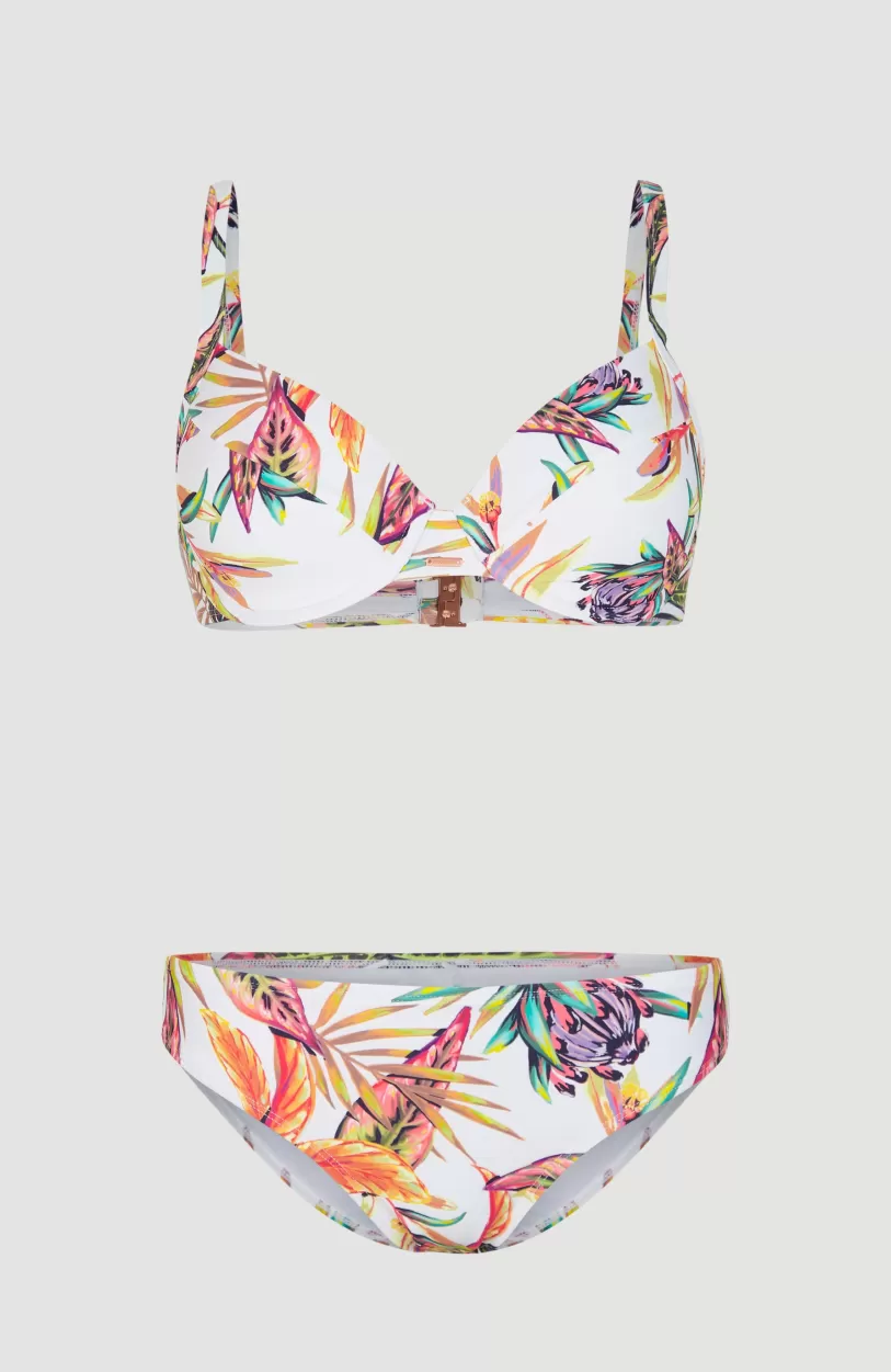 Sale O’Neill Bikini Julia Wb - Rita Moulded Wire | White Tropical Flower