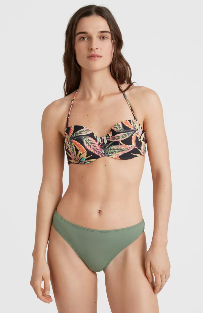 Best Sale O’Neill Bikinitop Havaa Mould Wire Bandeau | Black Tropical Flower