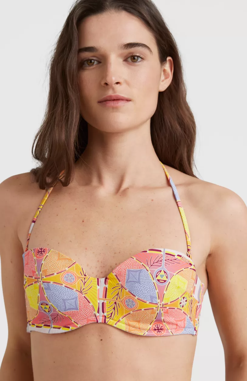 Clearance O’Neill Bikinitop Havaa Mould Wire Bandeau | Yellow Scarf Print