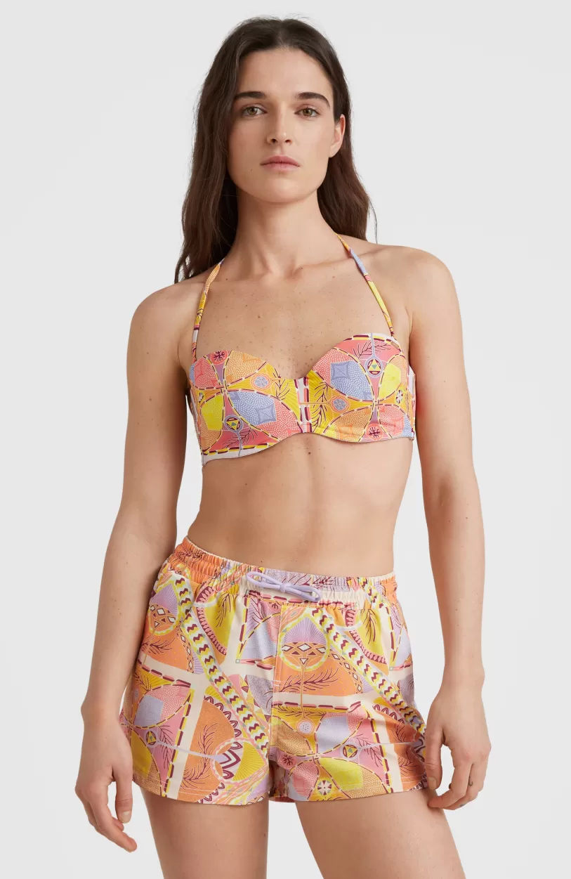 Clearance O’Neill Bikinitop Havaa Mould Wire Bandeau | Yellow Scarf Print