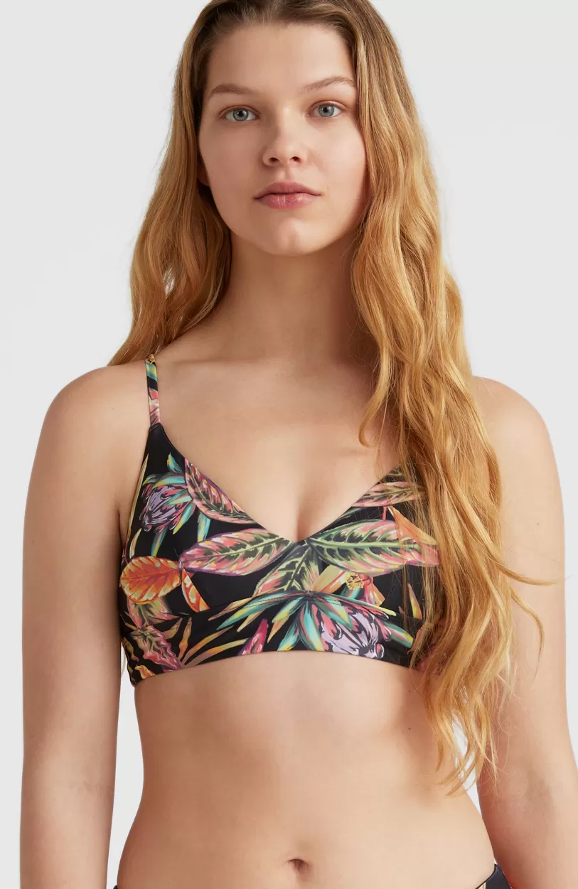 Shop O’Neill Bikinitop Wave Bralette | Black Tropical Flower