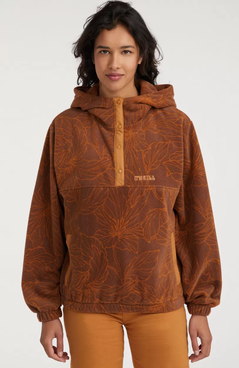 Best Sale O’Neill Hoodie Superfleece Met Halve Rits | Brown Flower