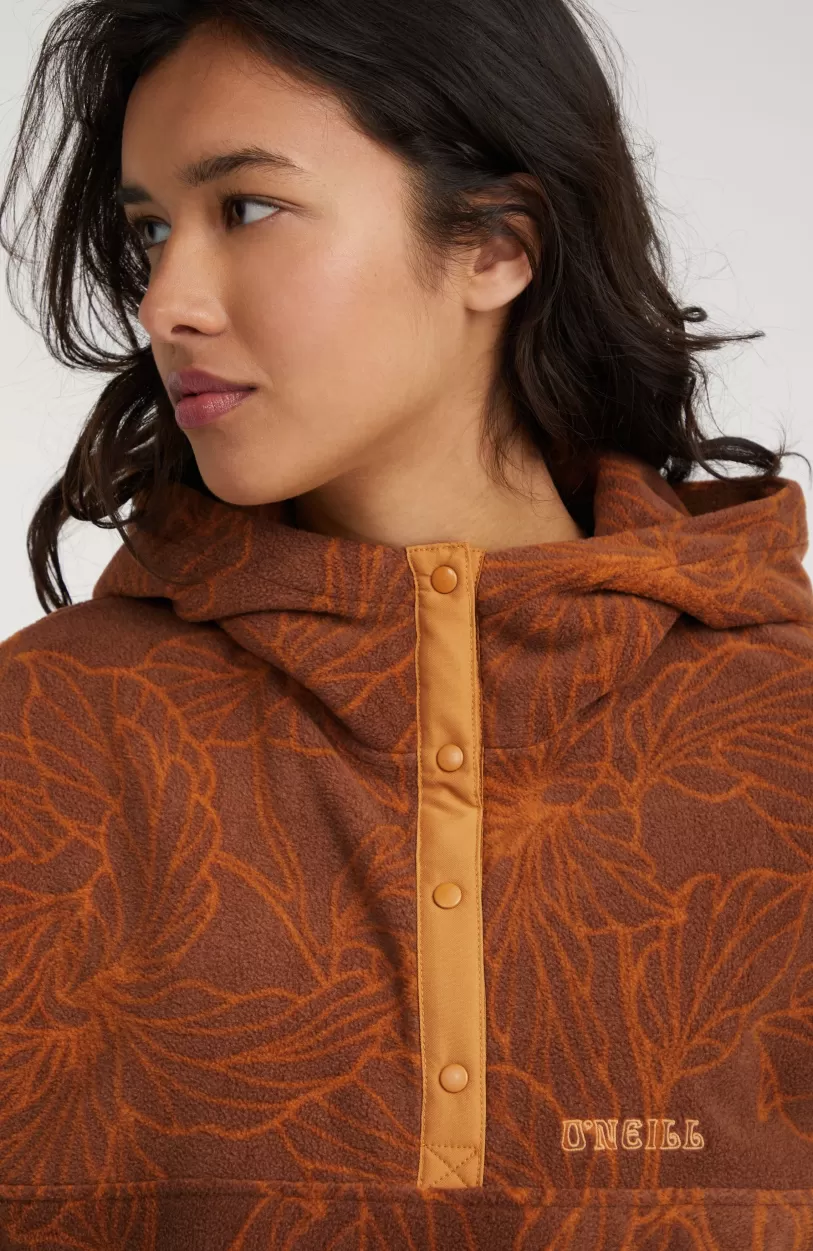 Best Sale O’Neill Hoodie Superfleece Met Halve Rits | Brown Flower