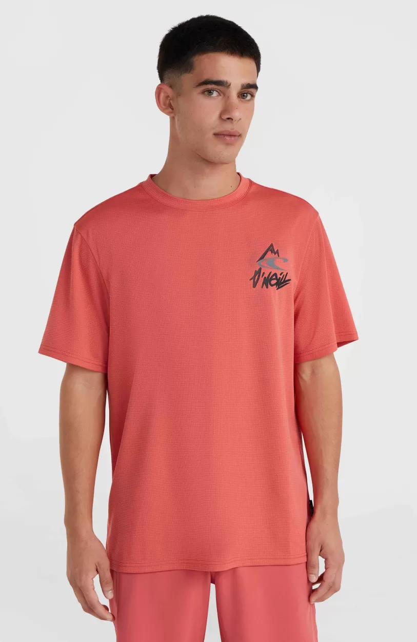 Flash Sale O’Neill O'Neill Hybrid Logo Polygiene T-shirt | Red Orcher