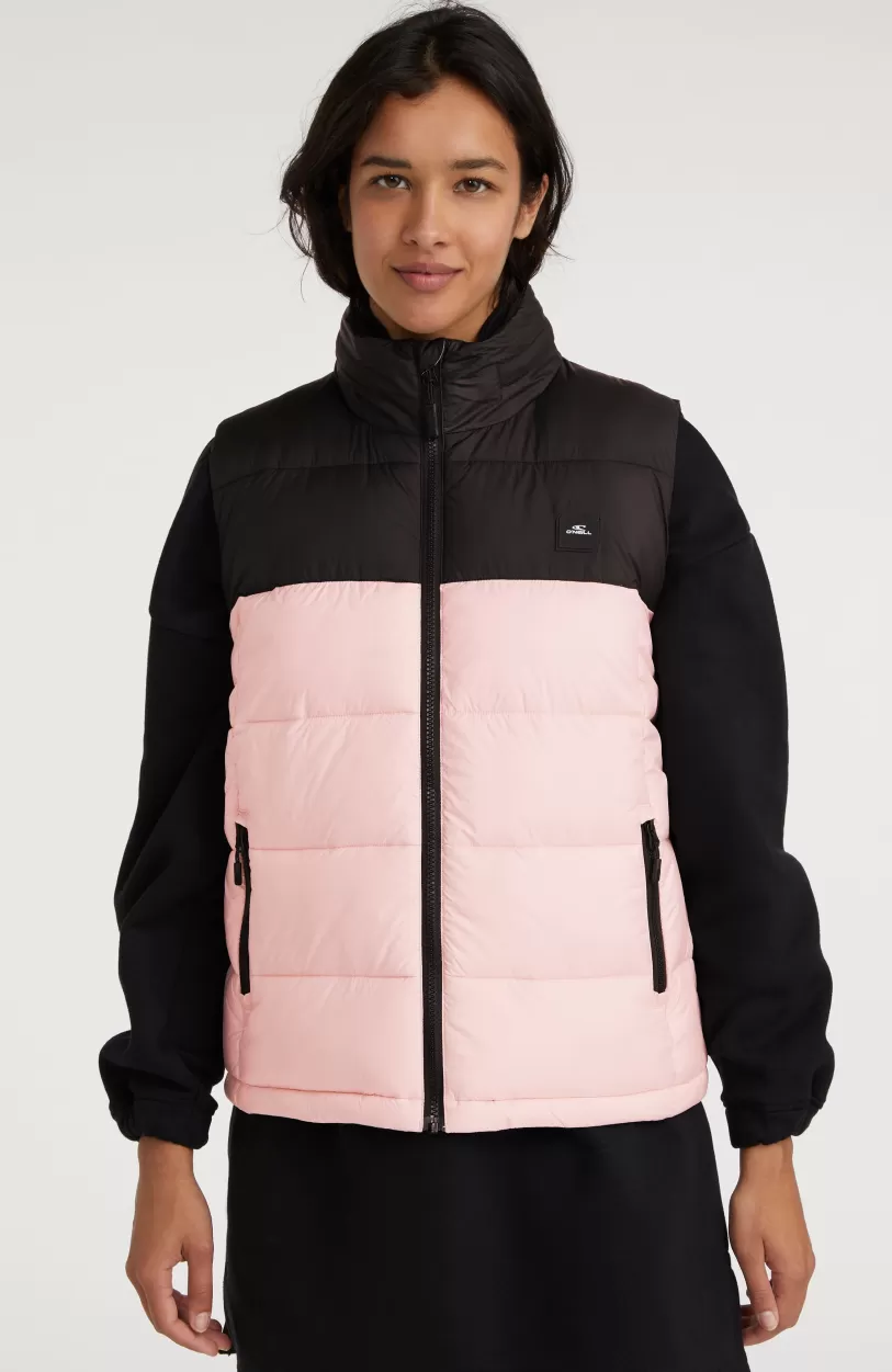 New O’Neill O'Riginals Puffer Bodywarmer | Peach Whip Colour Block