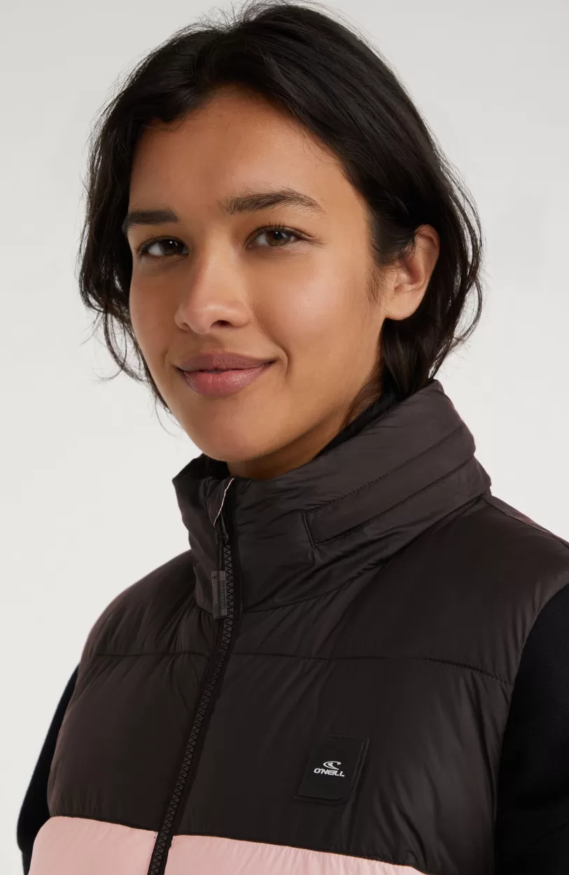 New O’Neill O'Riginals Puffer Bodywarmer | Peach Whip Colour Block