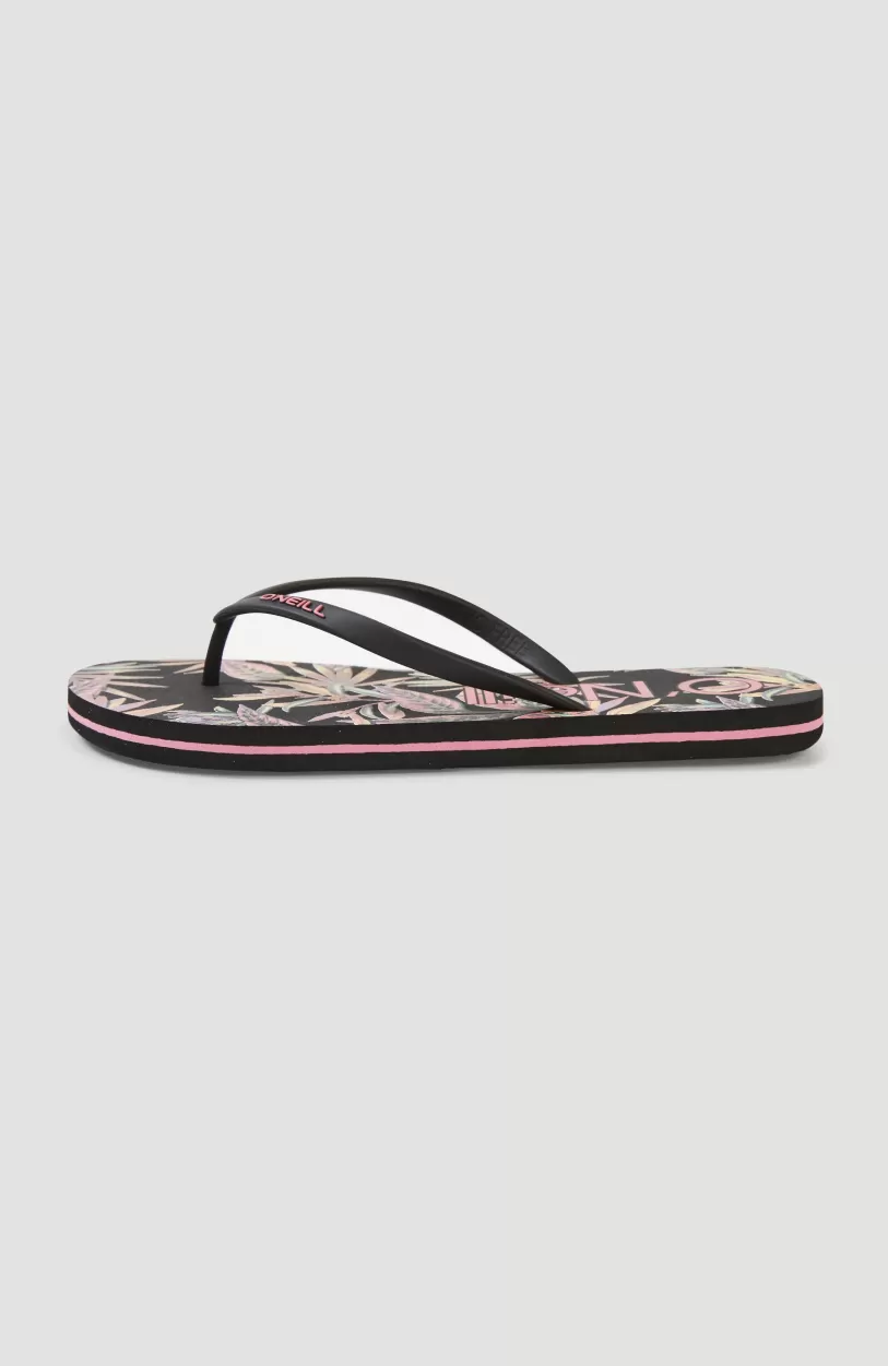 Best O’Neill Slippers Profile Graphic | Black Tropical Flower