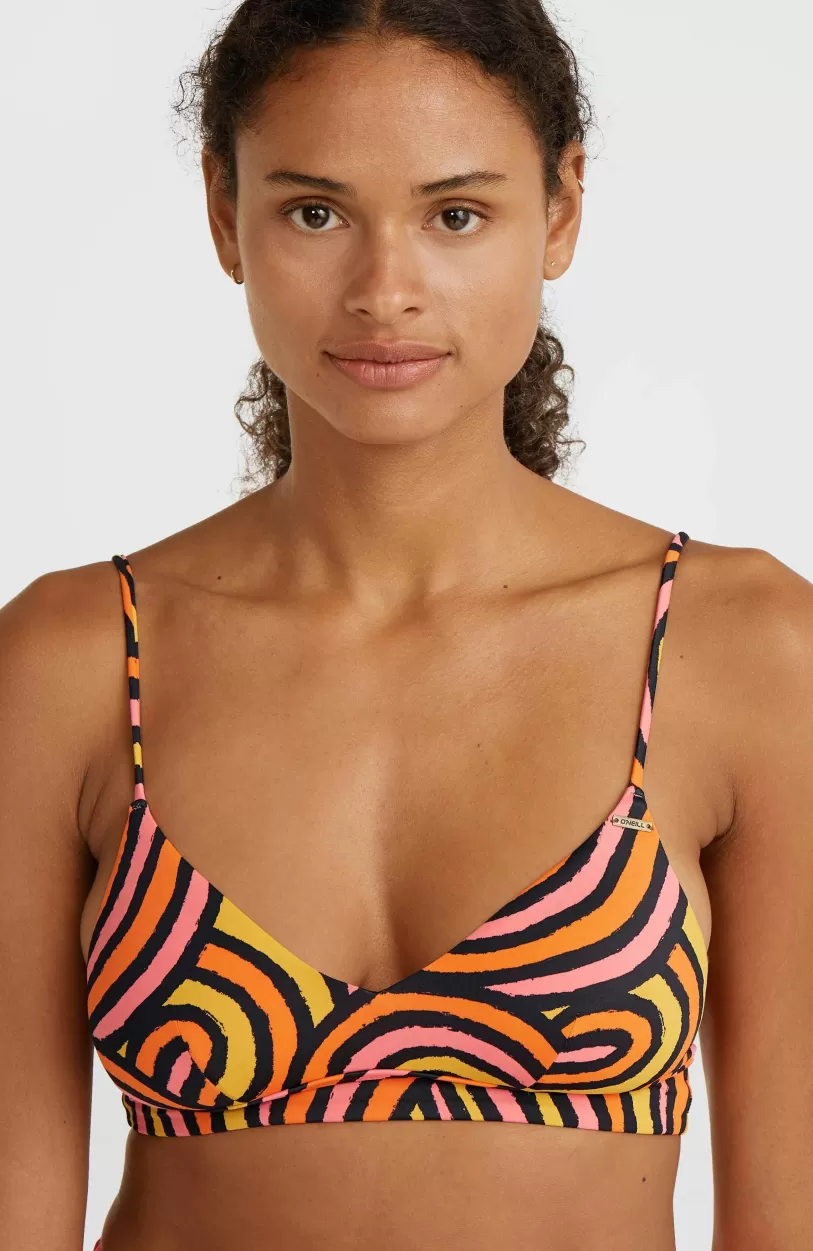 Clearance O’Neill Wave Crop Bikinitop | Orange Rainbow Stripe