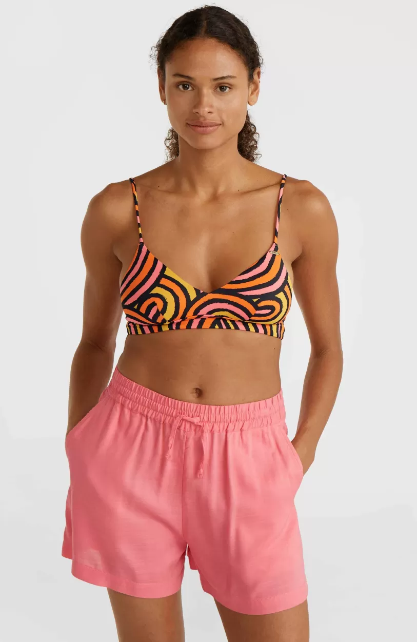 Clearance O’Neill Wave Crop Bikinitop | Orange Rainbow Stripe