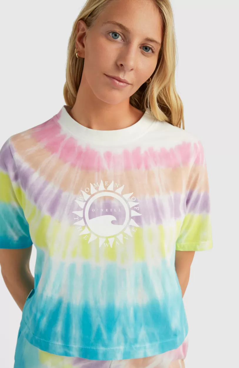 Cheap O’Neill Women Of The Wave Cropped T-shirt | Blue Tie Dye